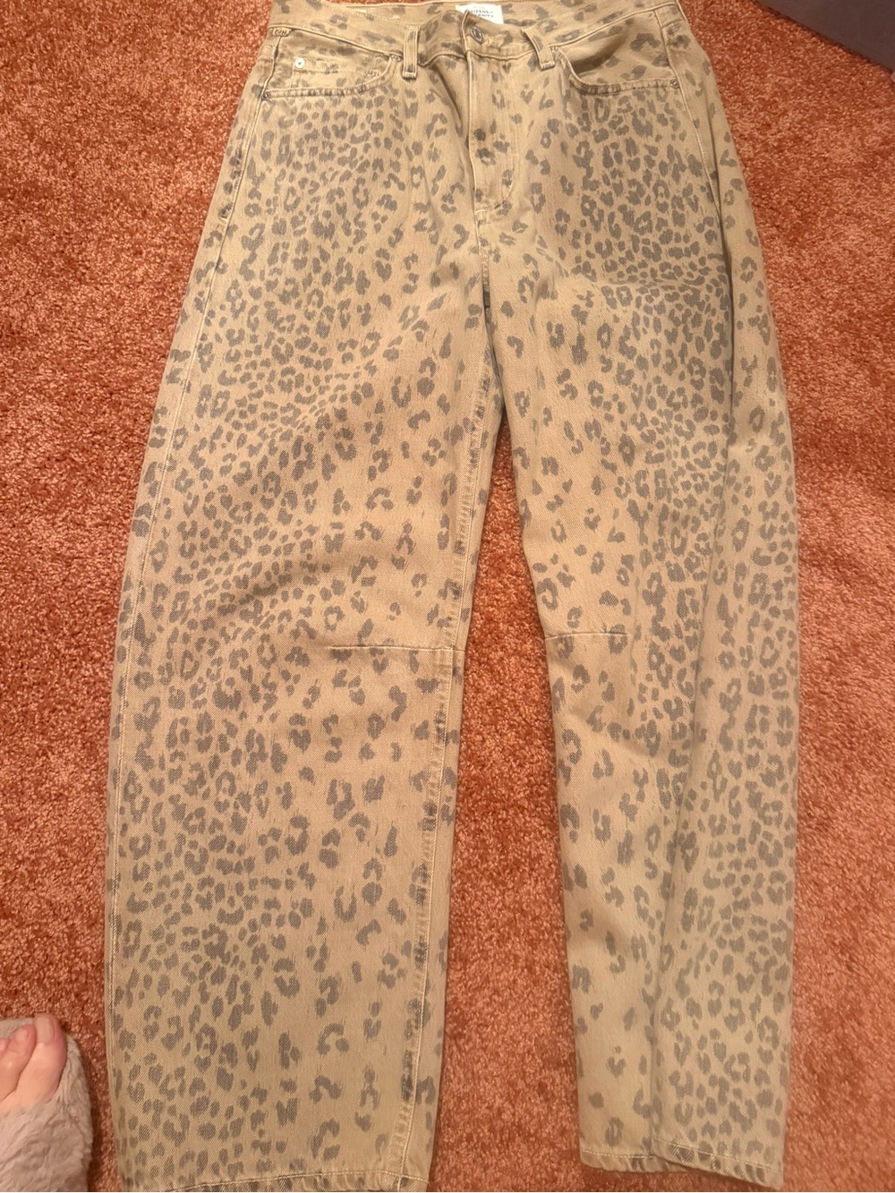 Citizens Of Humanity Beige Leopard-Print Straight Leg Jeans